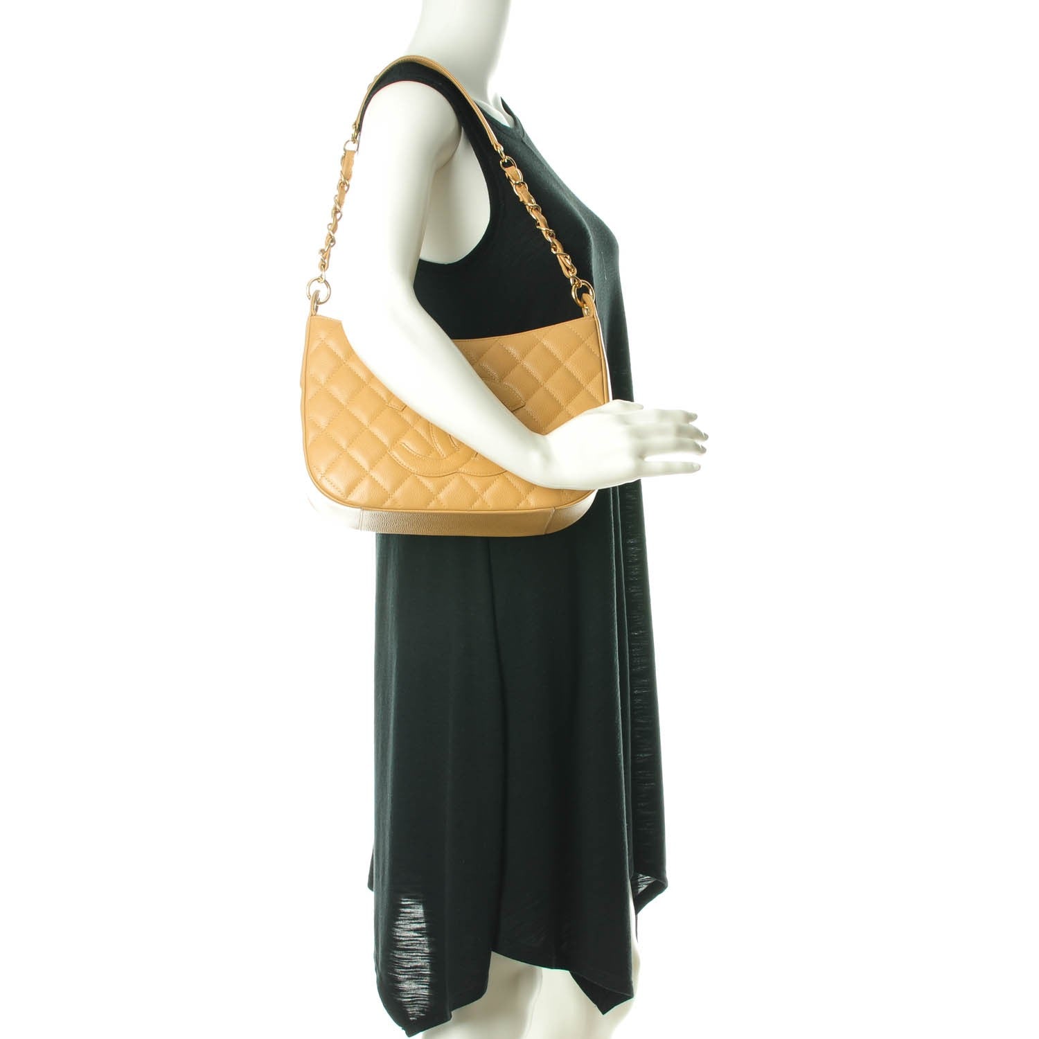 Chanel Caviar Quilted CC Shoulder Bag Beige 2 of 7