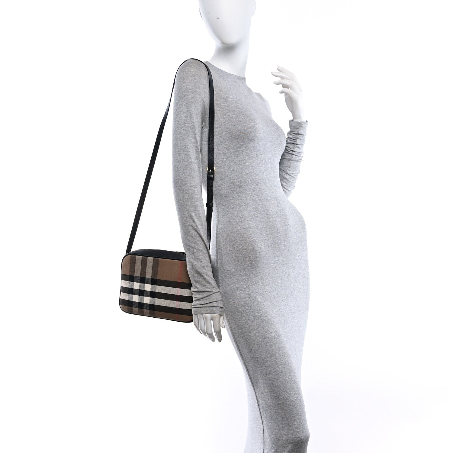 Burberry Giant Check Calfskin Large Camera Bag Black 2 of 11