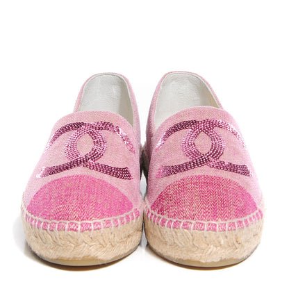 Chanel Canvas Sequin CC Espadrilles 35 Pink 2 of 6