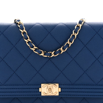 Chanel Caviar Quilted Boy Wallet On Chain WOC Dark Blue 8 of 11