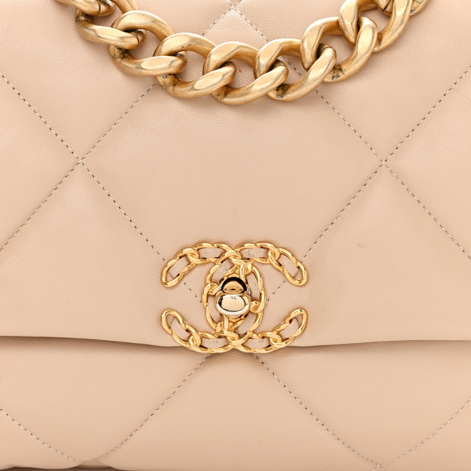 Chanel Lambskin Quilted Large Chanel 19 Flap Beige 8 of 10