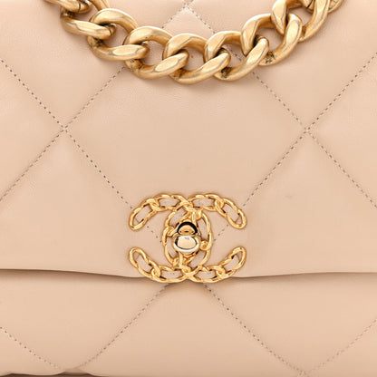 Chanel Lambskin Quilted Large Chanel 19 Flap Beige 8 of 10