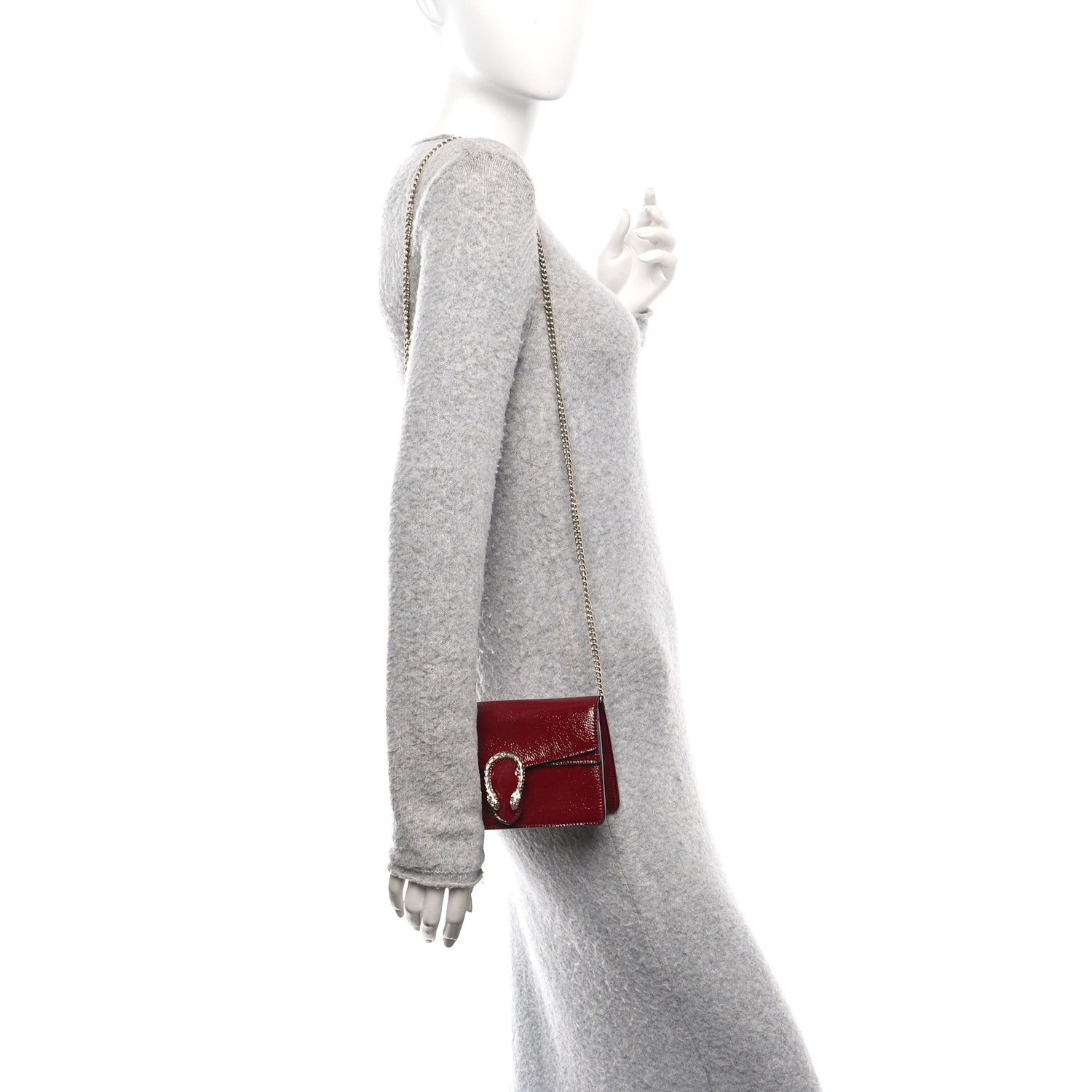 Gucci Crinkled Patent Mini Dionysus Shoulder Bag Rosso Ancora Red 2 of 10