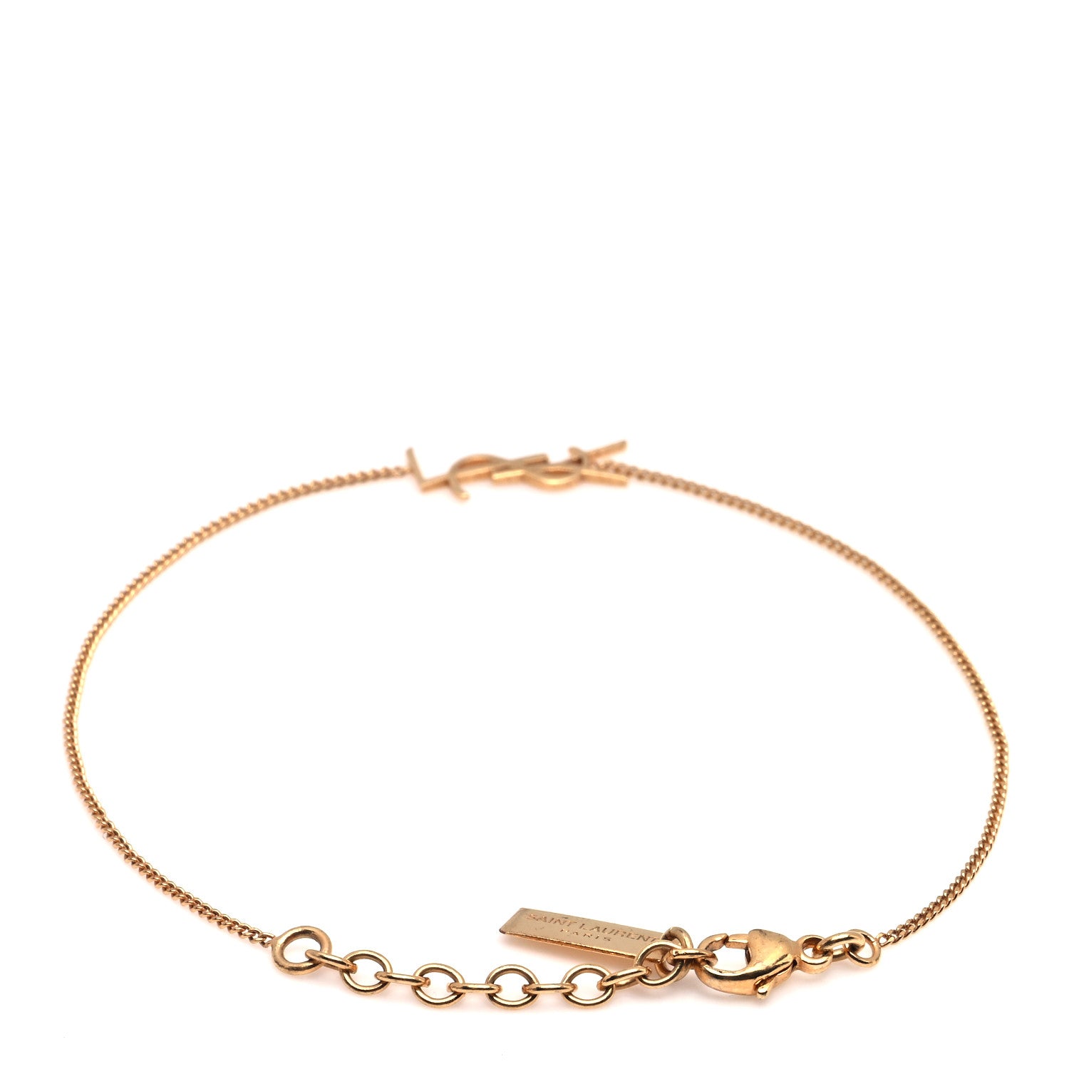 Saint Laurent Brass Monogram Charm Bracelet Rose Gold 5 of 11