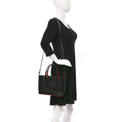 Christian Louboutin Calfskin Spikes Mini East West Cabata Tote Black 2 of 9