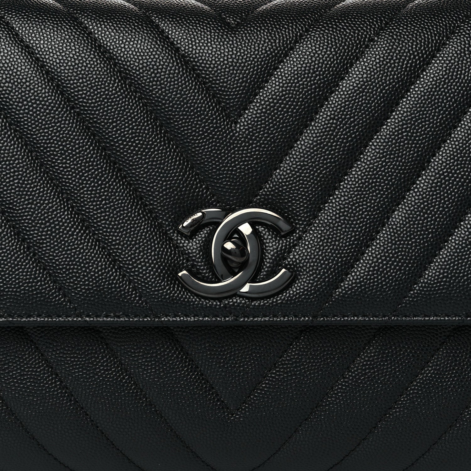 Chanel Caviar Chevron Quilted Small Coco Handle Flap So Black 8 of 11