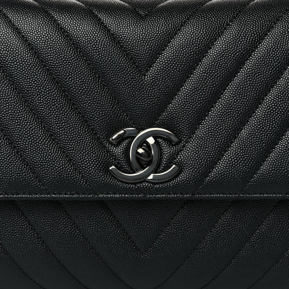 Chanel Caviar Chevron Quilted Small Coco Handle Flap So Black 8 of 11