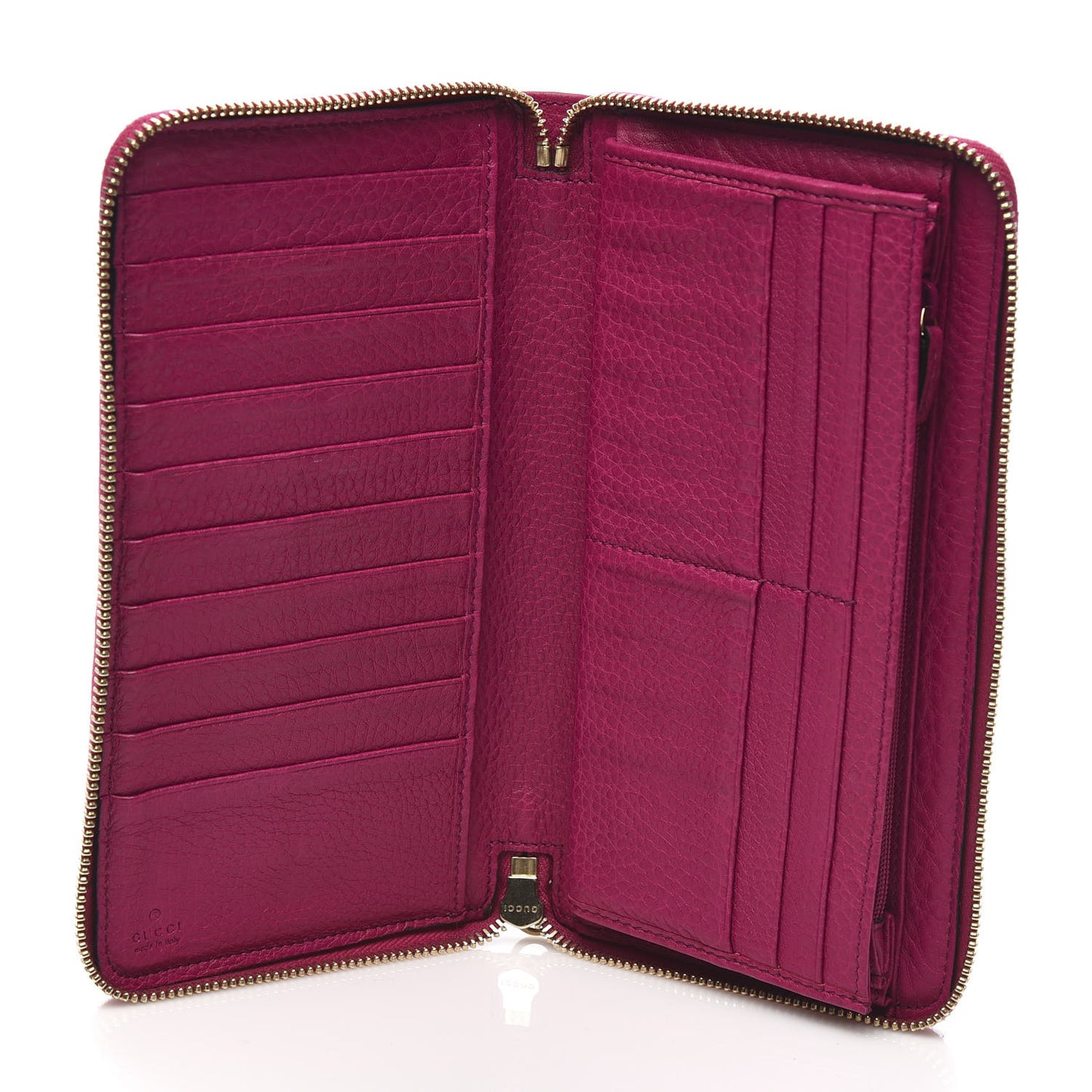 Pebbled Calfskin Soho Zip Around Wallet Bright Bougainvillea