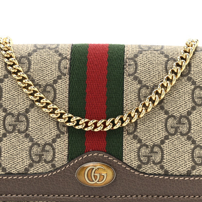 Gucci GG Supreme Monogram Web Ophidia Wallet On Chain Brown 10 of 13