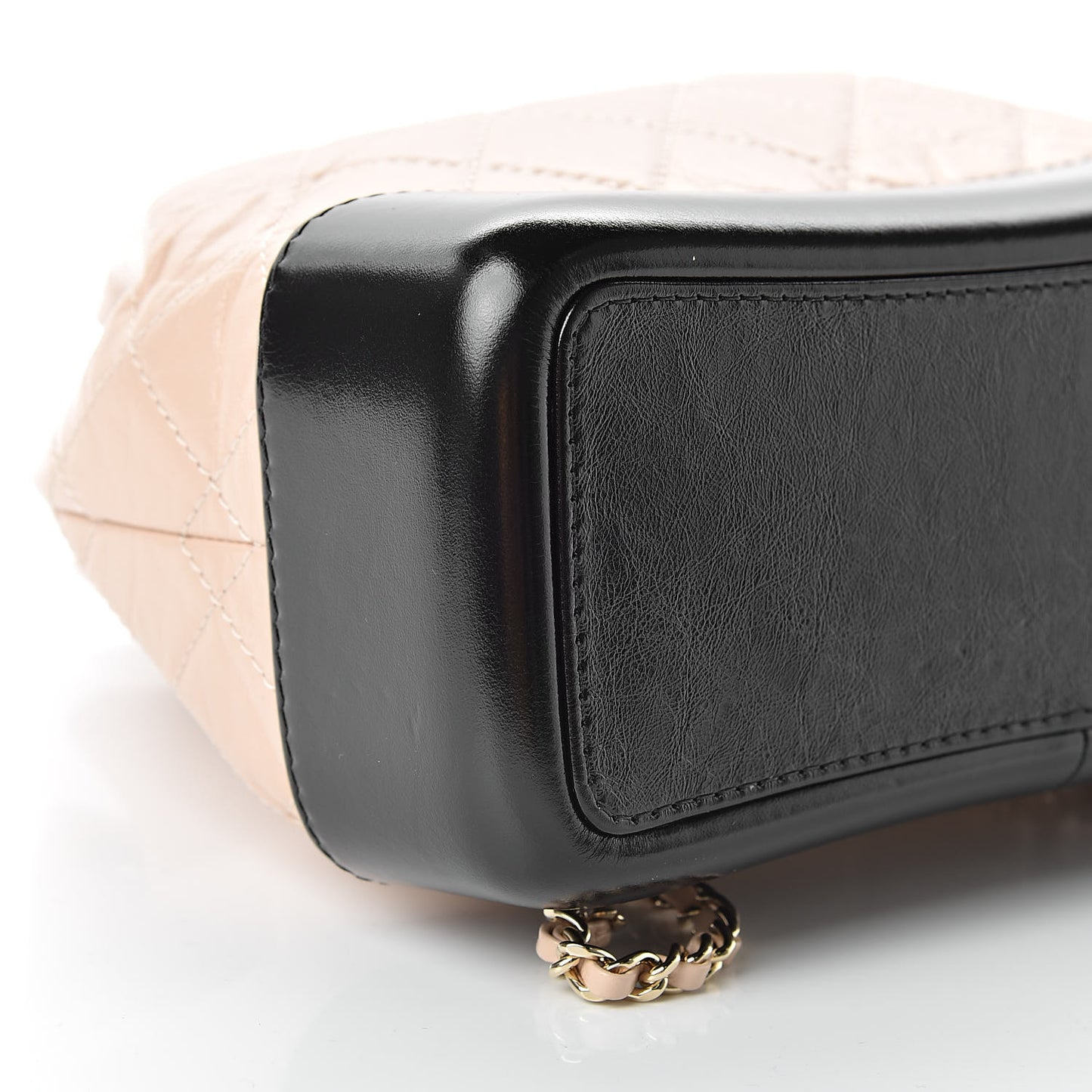 Aged Calfskin Quilted Small Gabrielle Backpack Beige Black