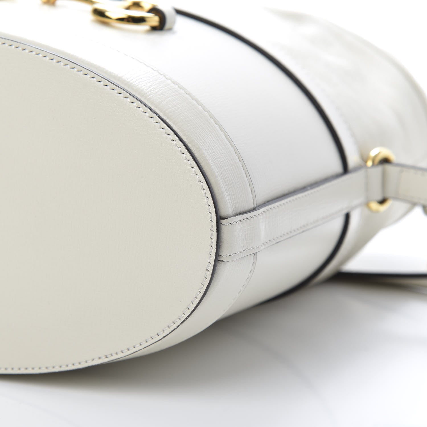 Gucci Azalea Sakai Calfskin Horsebit 1955 Drawstring Bucket Bag Mystic White 10 of 10