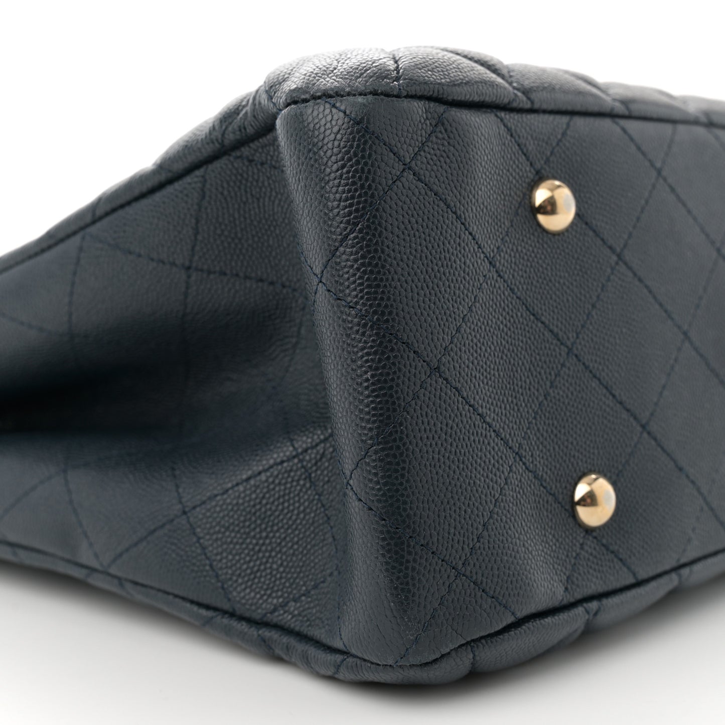 Caviar Quilted Large CC Shopping Tote Navy