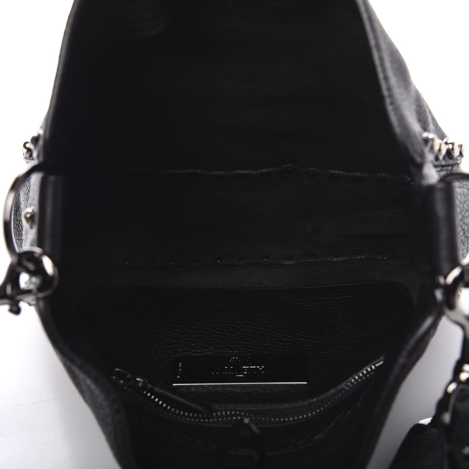 Valentino Garavani Pebbled Calfskin Butterfly Small Guitar Strap Rockstud Rolling Flip-Lock Messenger Bag Black 5 of 9
