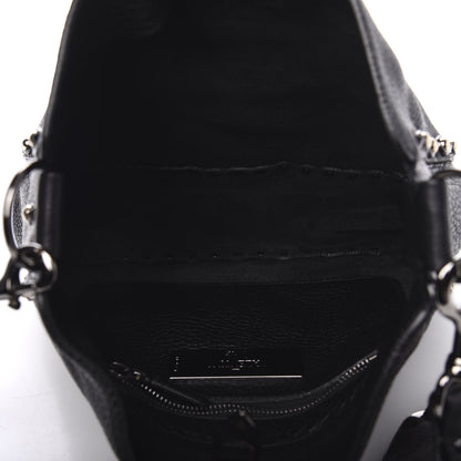 Valentino Garavani Pebbled Calfskin Butterfly Small Guitar Strap Rockstud Rolling Flip-Lock Messenger Bag Black 5 of 9