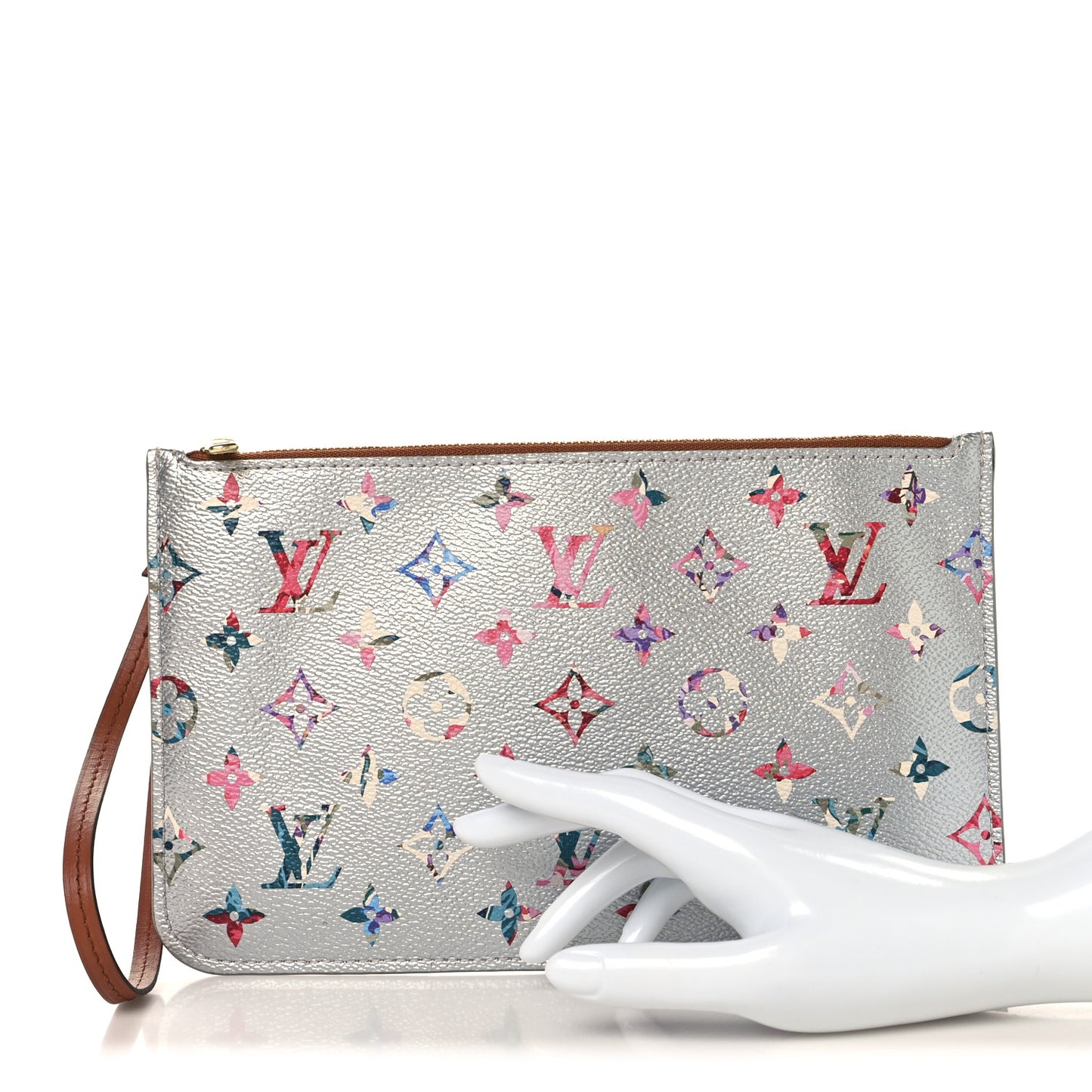 Metallic Monogram LV Garden Neverfull MM GM Pochette Silver