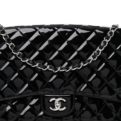 Chanel Patent Calfskin Sparkle Quilted Maxi Single Flap Black 8 of 10