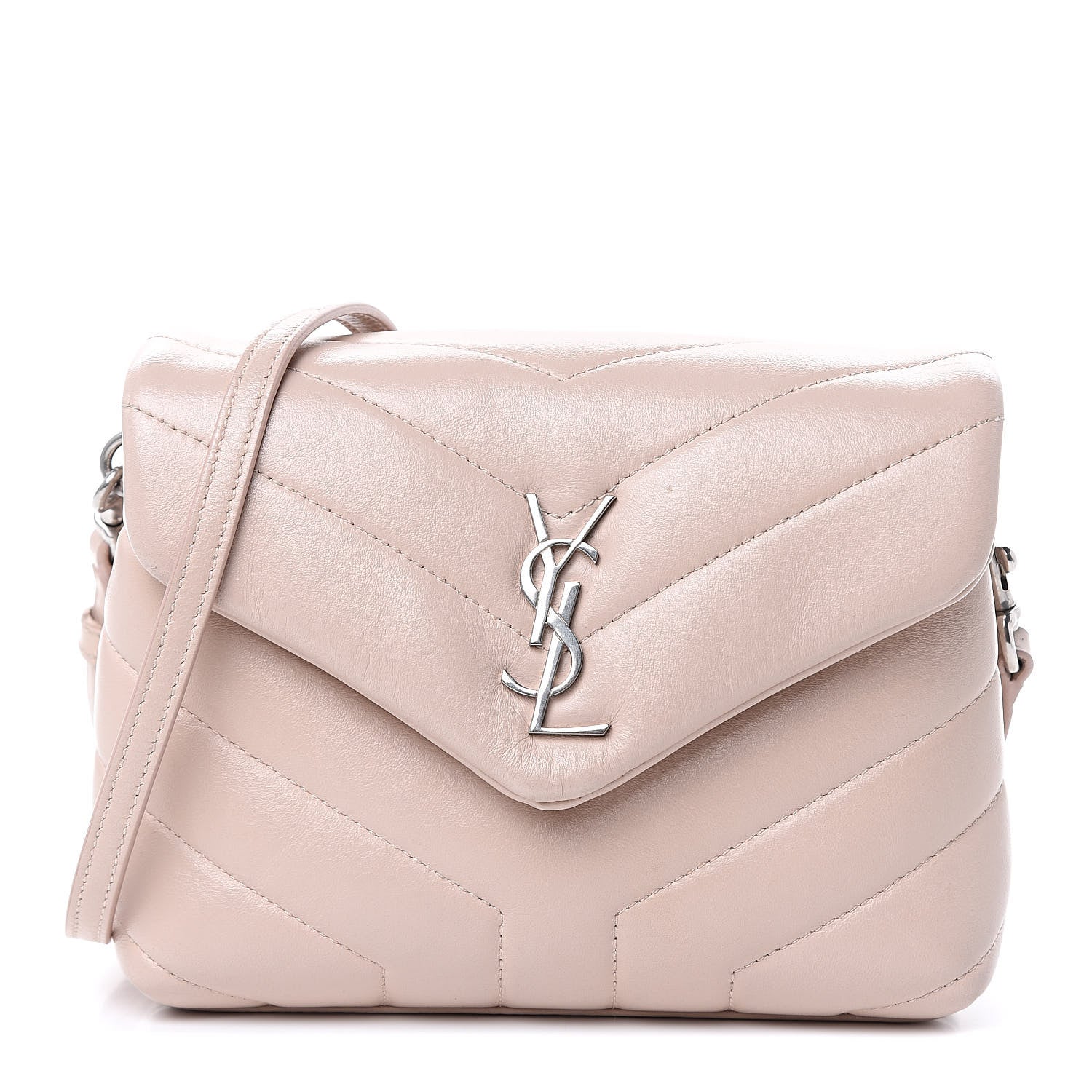 Saint Laurent Calfskin Y Quilted Monogram Toy Loulou Crossbody Bag Nude Powder 1 of 14