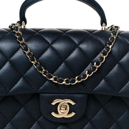 Chanel Lambskin Quilted Mini Top Handle Rectangular Flap Navy Blue 9 of 12