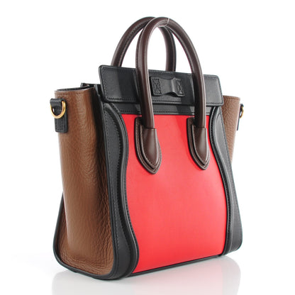 Celine Bullhide Calfskin Micro Tri-Color Luggage Bright Red 3 of 8