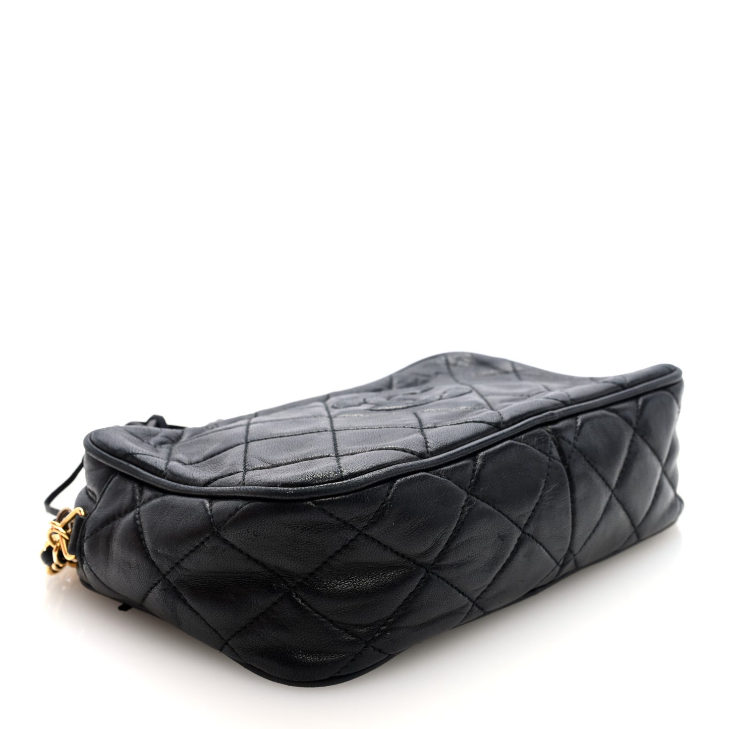 Lambskin Quilted CC Tassel Camera Case Black