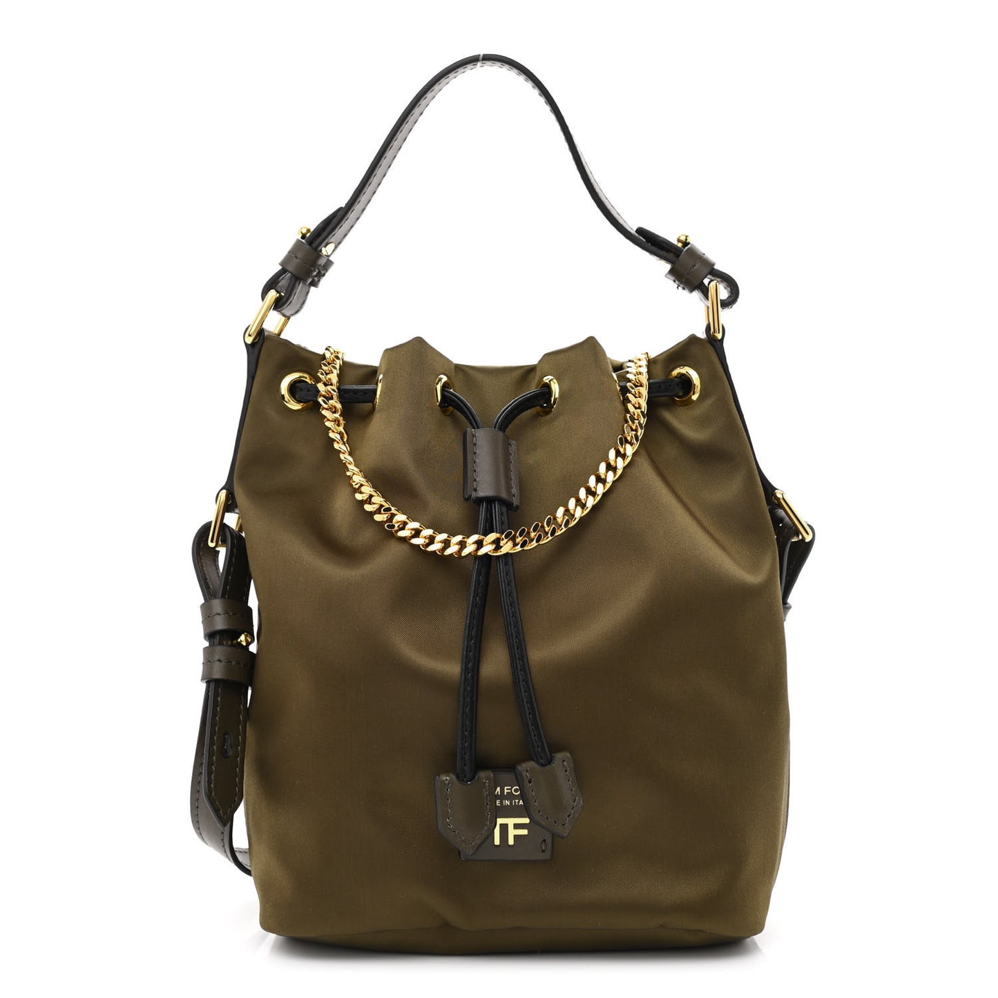 Nylon Small Disco Bucket Bag Brown
