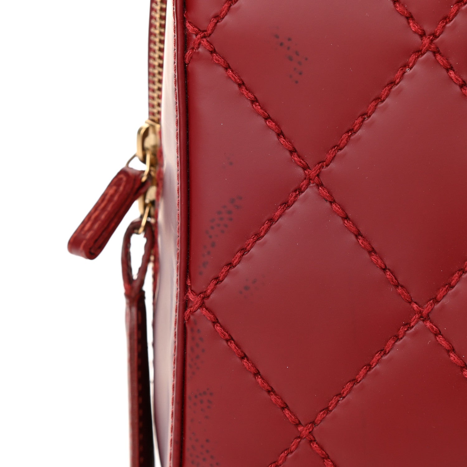 Chanel Calfskin Stitch Surpique Bowler Red 12 of 12