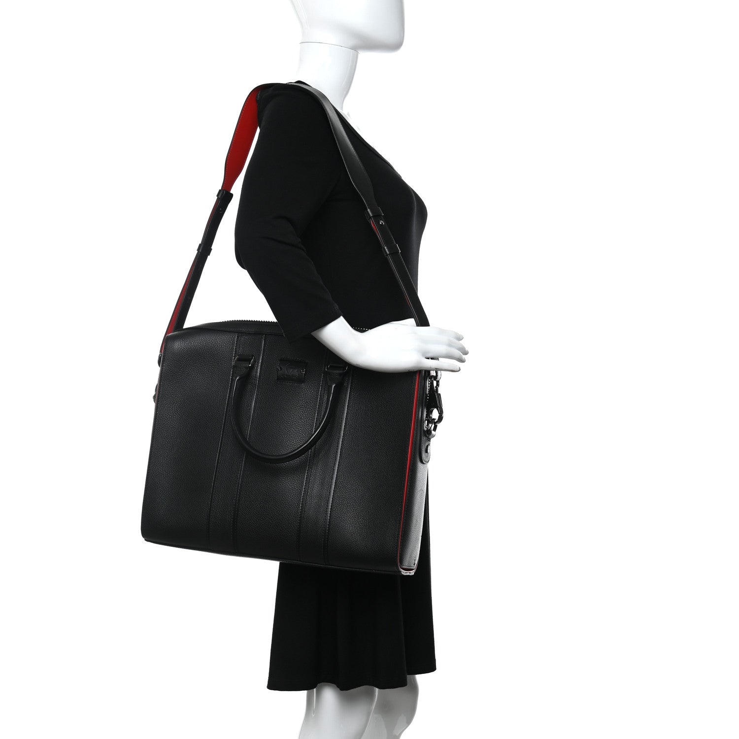 Christian Louboutin Calfskin Streetwall Briefcase Black 2 of 10