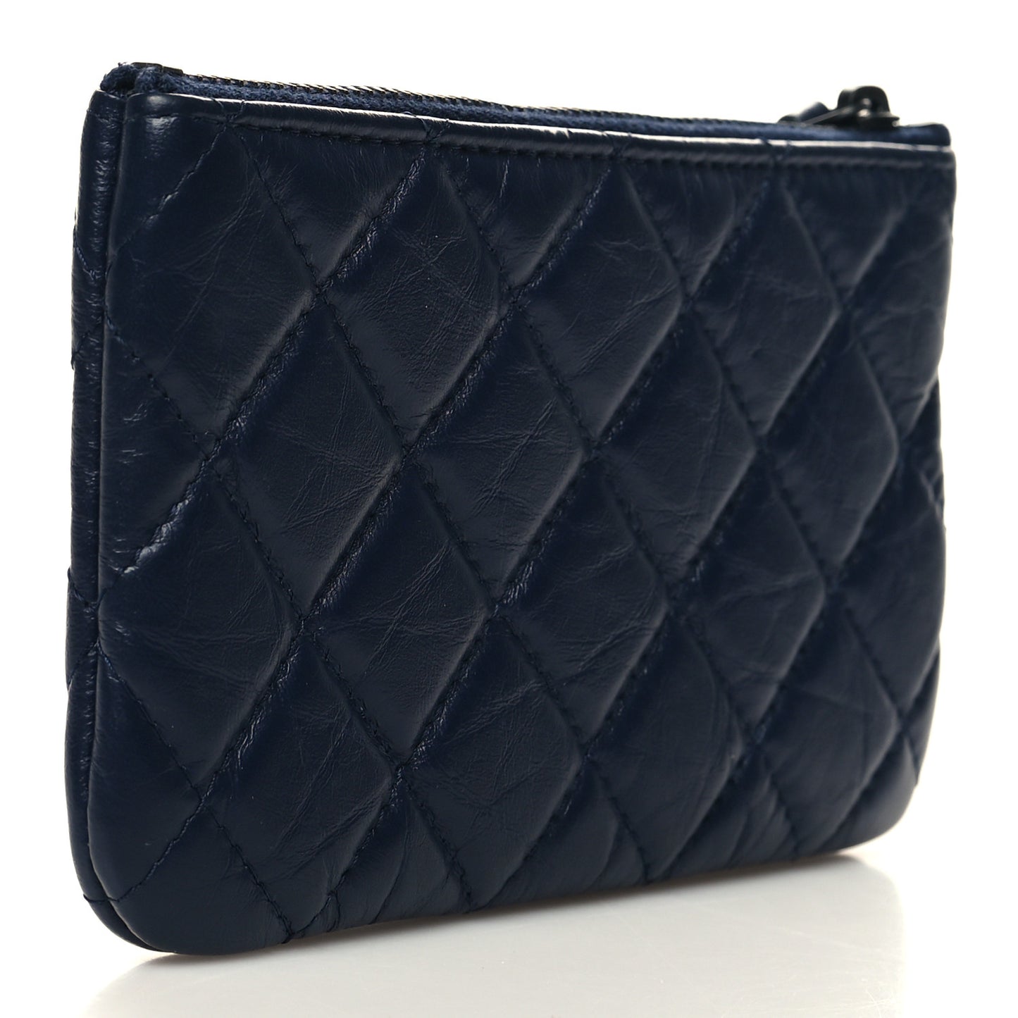 Aged Calfskin Quilted Small Reissue Cosmetic Case Navy