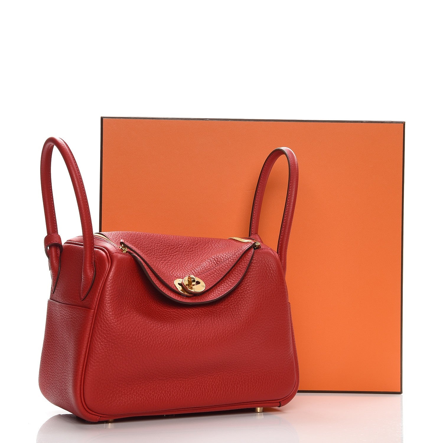 Hermes Taurillon Clemence Lindy 26 Rouge Casaque 9 of 9