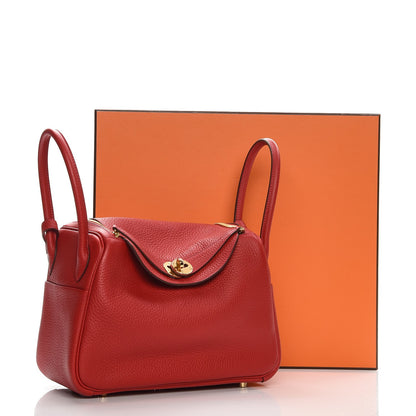Hermes Taurillon Clemence Lindy 26 Rouge Casaque 9 of 9