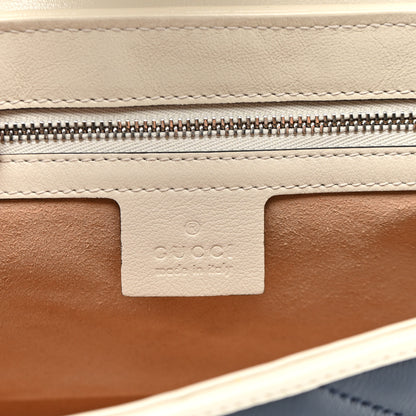 Gucci Vintage Effect Calfskin Matelasse Diagonal Small Torchon GG Marmont Shoulder Bag Blue Agata Mystic White 6 of 10