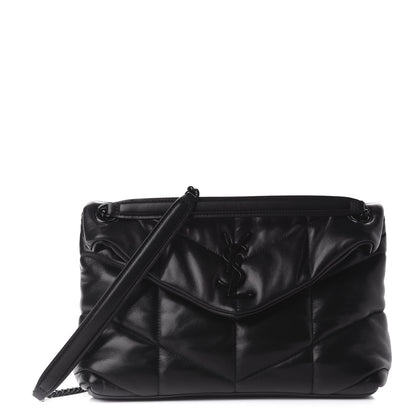 Saint Laurent Lambskin Quilted Small Loulou Puffer Monogram Chain Satchel Black 1 of 12