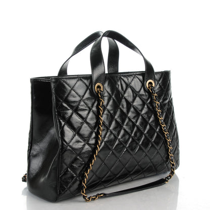 Chanel Python Glazed Calfskin Quilted Urban Mix Tote Black 3 of 7