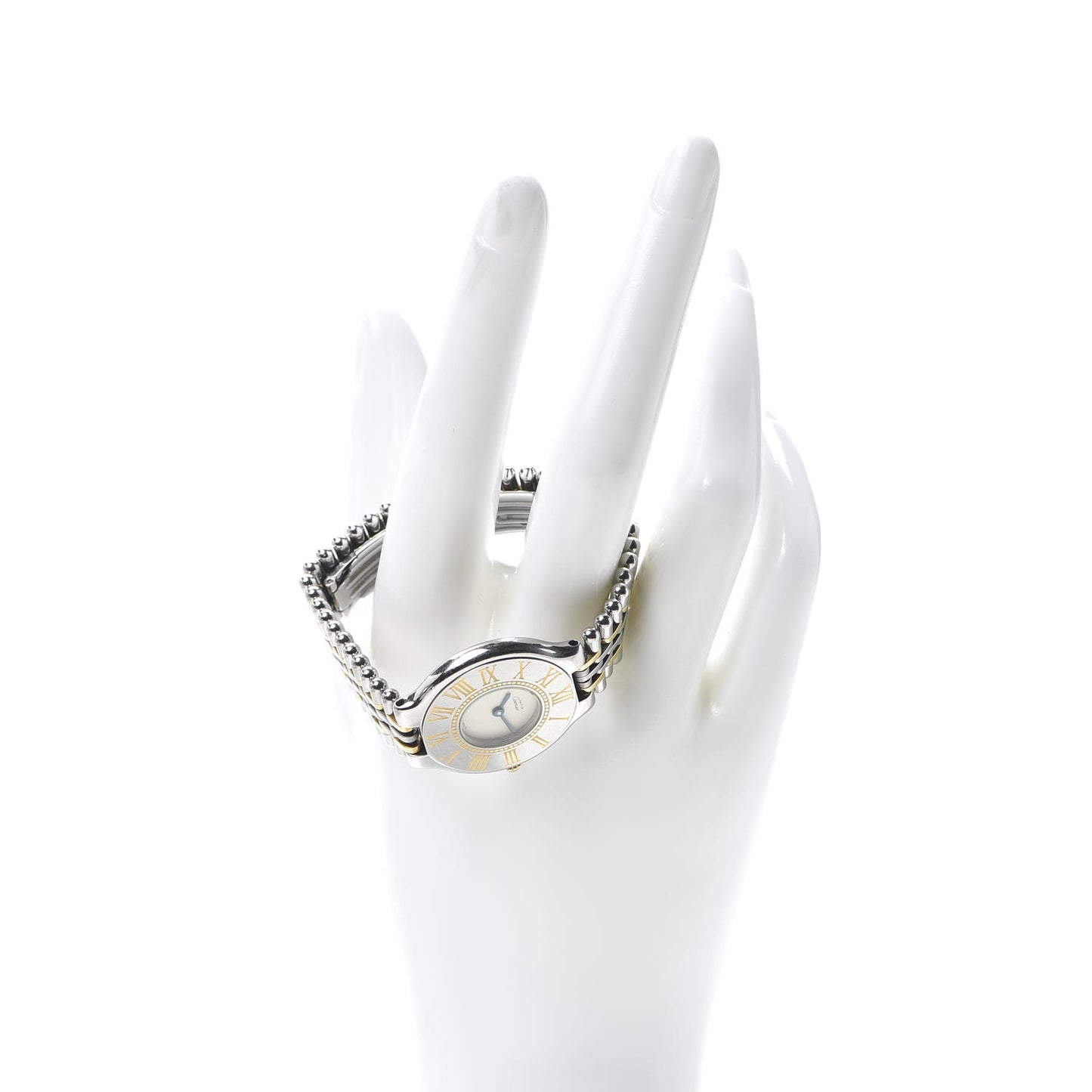 Stainless Steel 18K Yellow Gold 28mm Must De 21 Bullet Link Quartz Watch