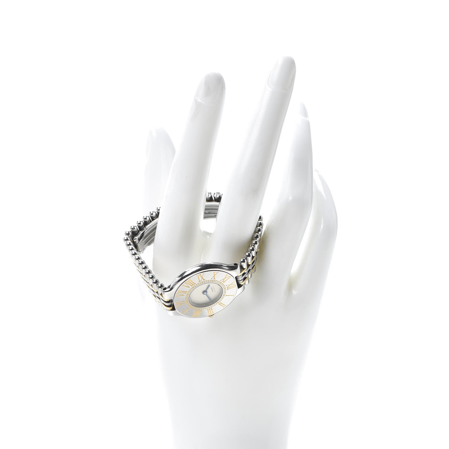 Cartier Stainless Steel 18K Yellow Gold 28mm Must De 21 Bullet Link Quartz Watch 2 of 6