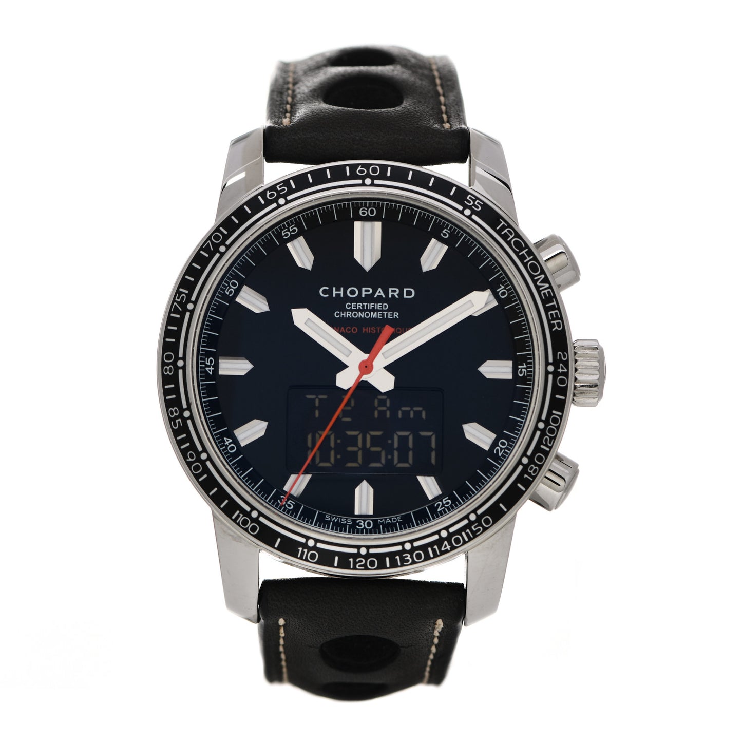 Stainless Steel Calfskin 42mm Grand Prix de Monaco Historique Time Attack Quartz Watch Black