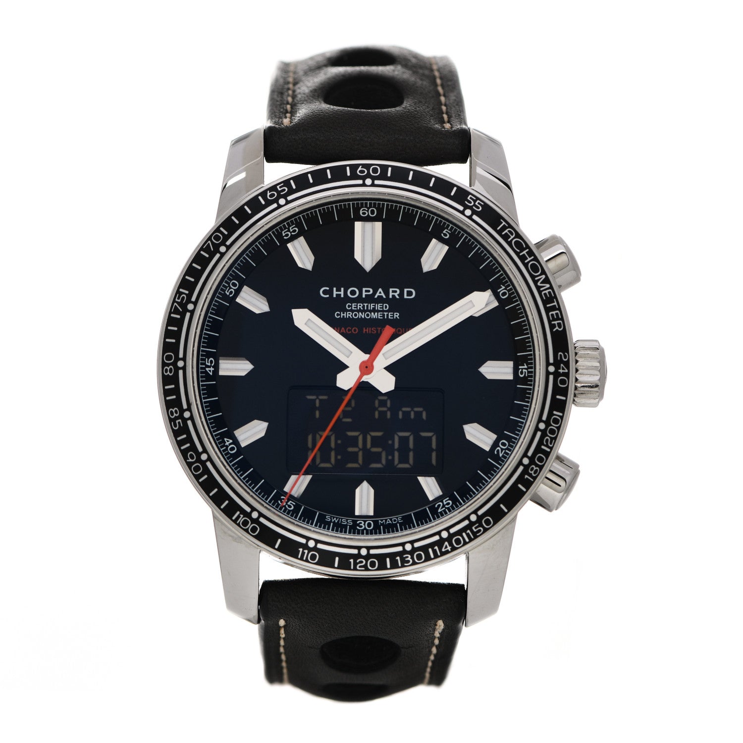 Chopard Stainless Steel Calfskin 42mm Grand Prix de Monaco Historique Time Attack Quartz Watch Black 1 of 5