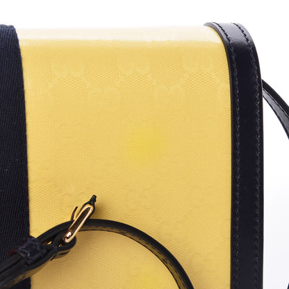 Gucci Crystal Monogram Plutone Calfskin Web Ophidia Flap Messenger Bag Straw Yellow Blue 8 of 11