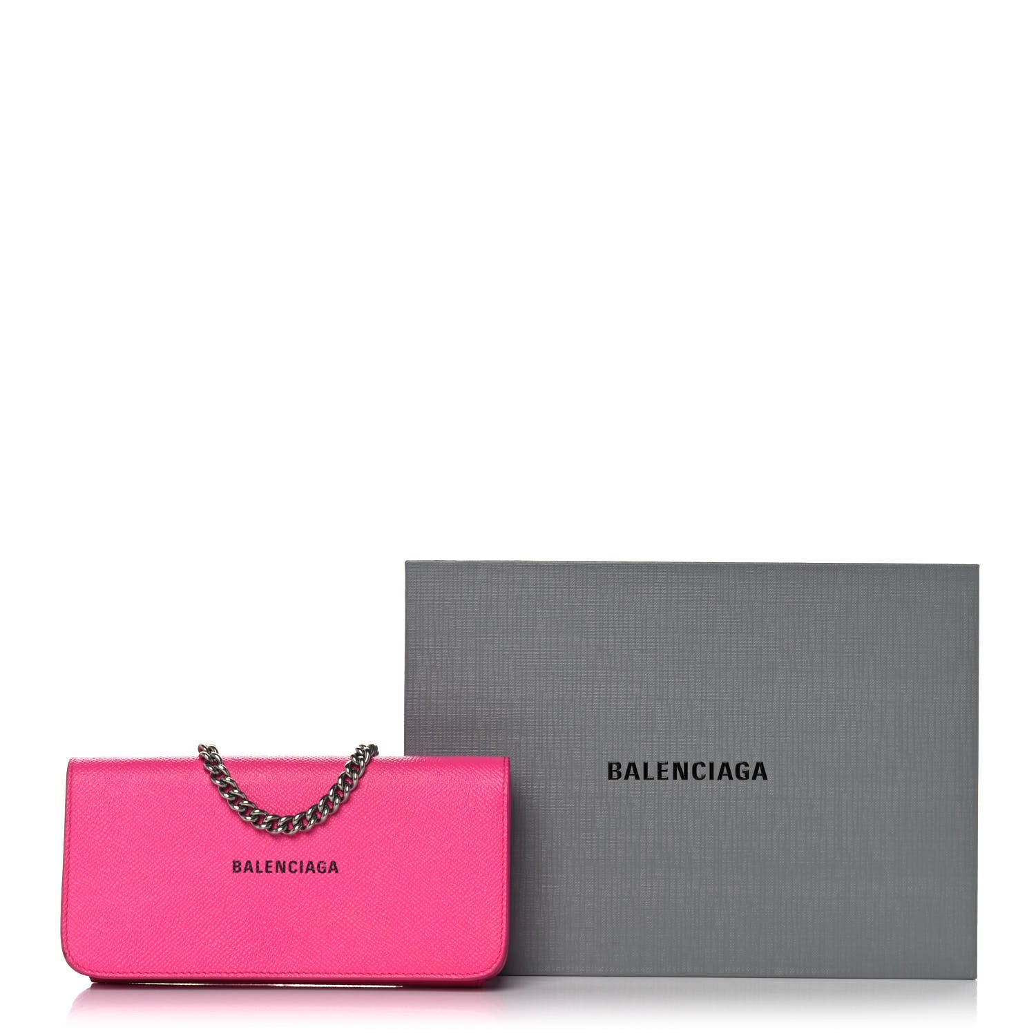 Balenciaga Pebbled Calfskin Everyday Continental Wallet on Chain Acid Pink 15 of 15