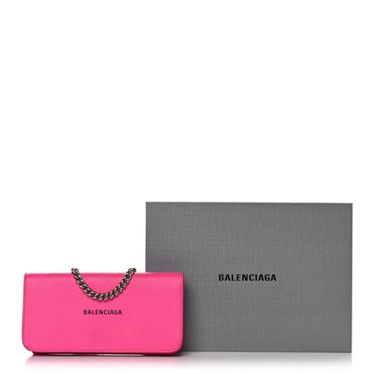 Balenciaga Pebbled Calfskin Everyday Continental Wallet on Chain Acid Pink 15 of 15