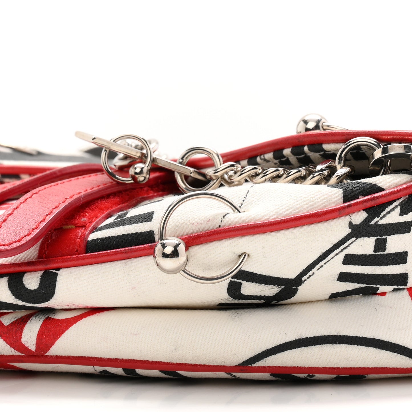 Canvas Hardcore Pierced Saddle Bag White Red Black