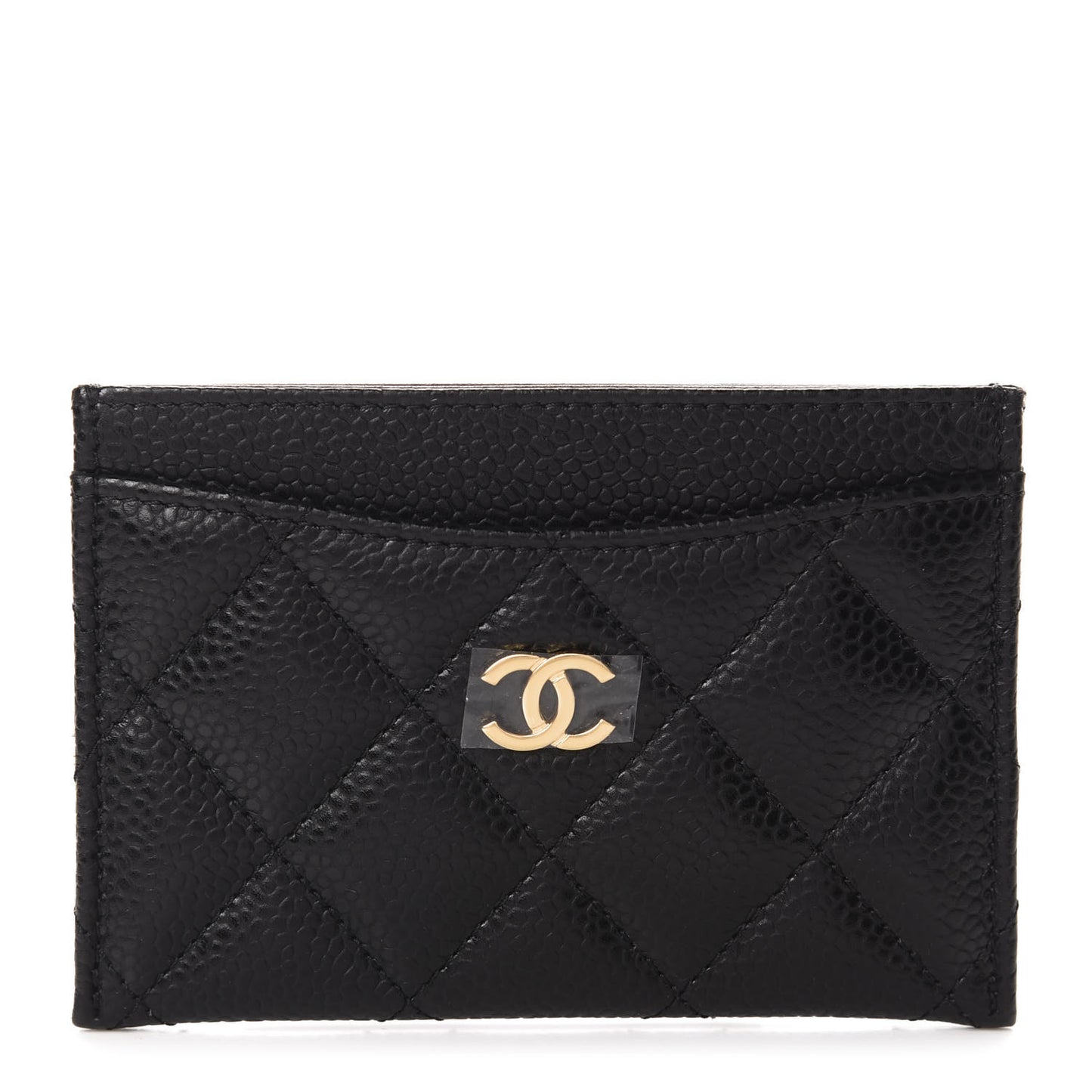 Caviar Quilted Flap Card Holder Black