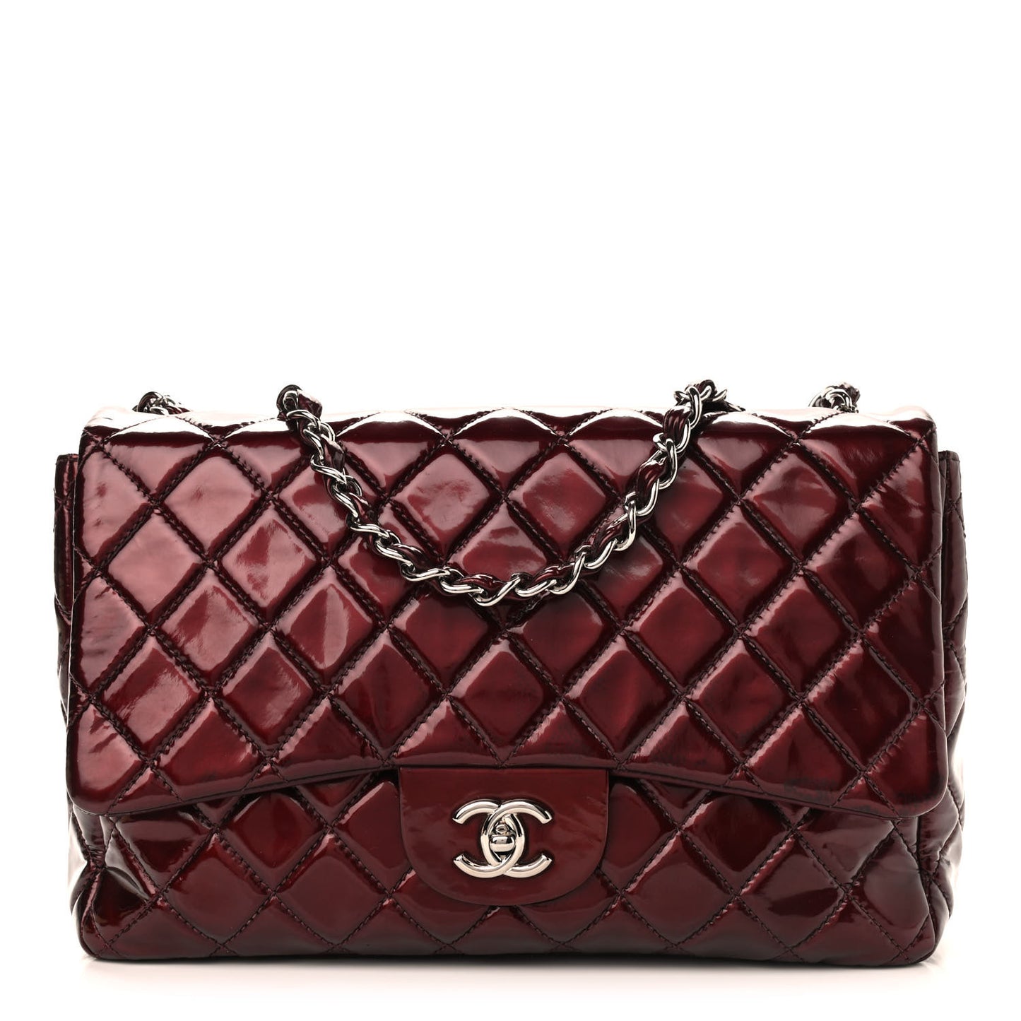 Patent Quilted Jumbo Double Flap Red