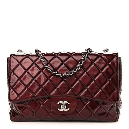 Chanel Patent Quilted Jumbo Double Flap Red 1 of 11
