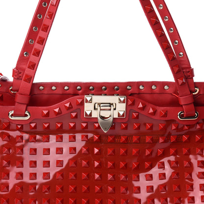 Valentino Garavani PVC Nappa Medium Rockstud Tote Red 9 of 9