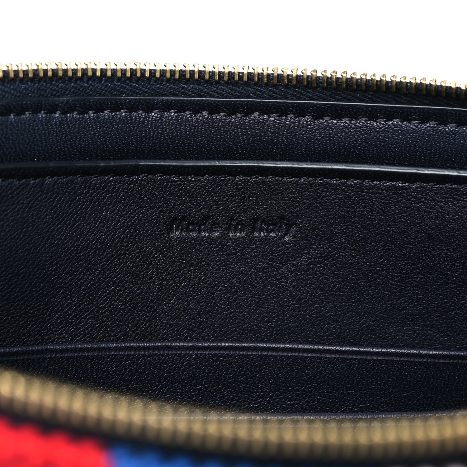 Celine Cotton Canvas Lambskin Striped Solo Clutch Pouch Navy Blue 7 of 9