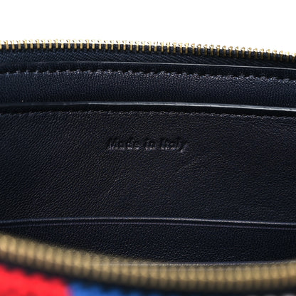 Celine Cotton Canvas Lambskin Striped Solo Clutch Pouch Navy Blue 7 of 9