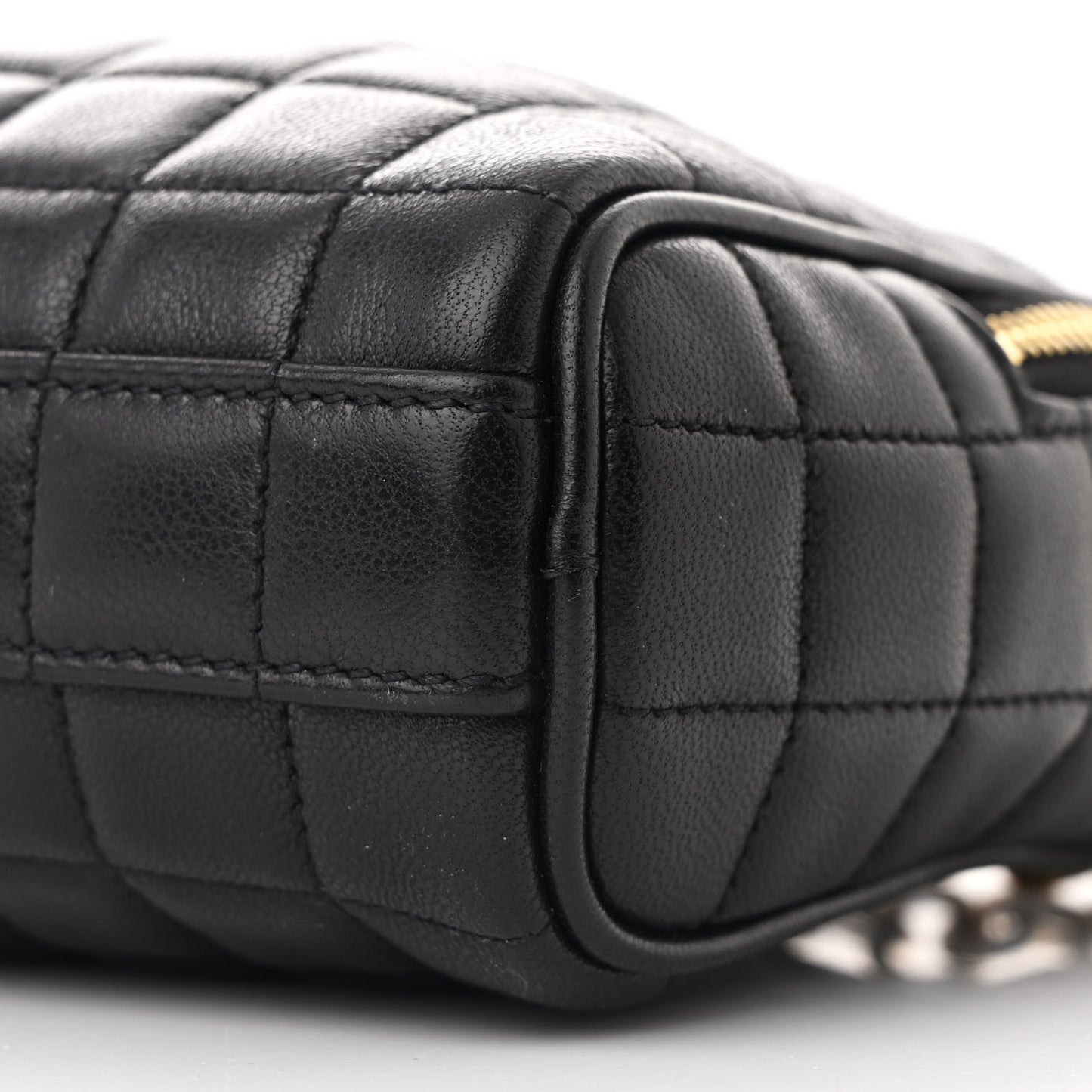 Lambskin Carre Quilted Cassandre Mini Camera Bag Black