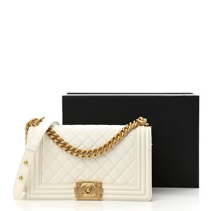Chanel Caviar Quilted Medium Boy Flap White 10 of 10