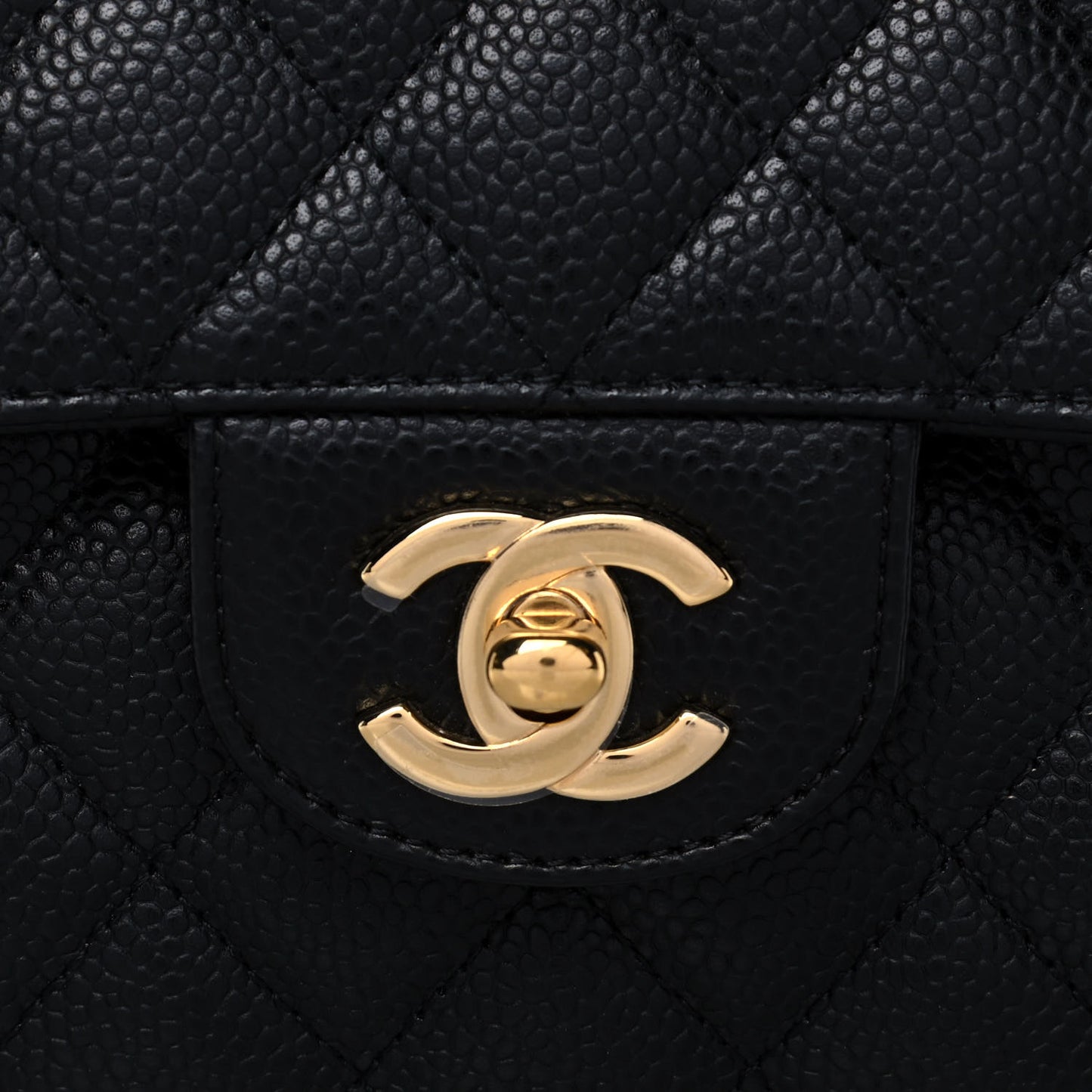 Caviar Quilted Small Double Flap Black